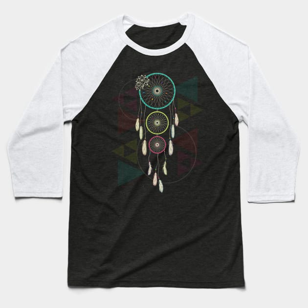 Psychedelic Dream Catcher Ambience Baseball T-Shirt by MellowGroove